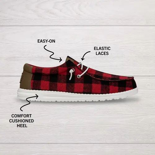 HEYDUDE Wally Buffalo Plaid – Red and Black Plaid online