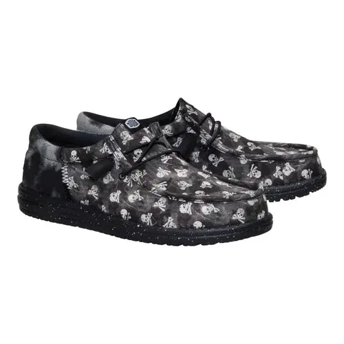 HEYDUDE Wally Funk Skull Print – Black/Black Oyster online
